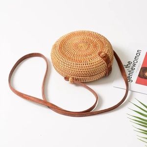 Round Rattan Crossbody Bali Bag